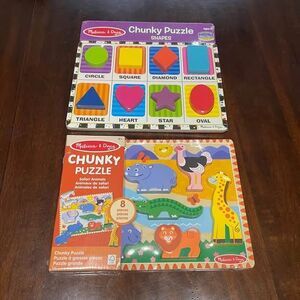 2 Set of Melissa & Doug Chunky Puzzle
Shapes/ Animals Toys NEW Sealed